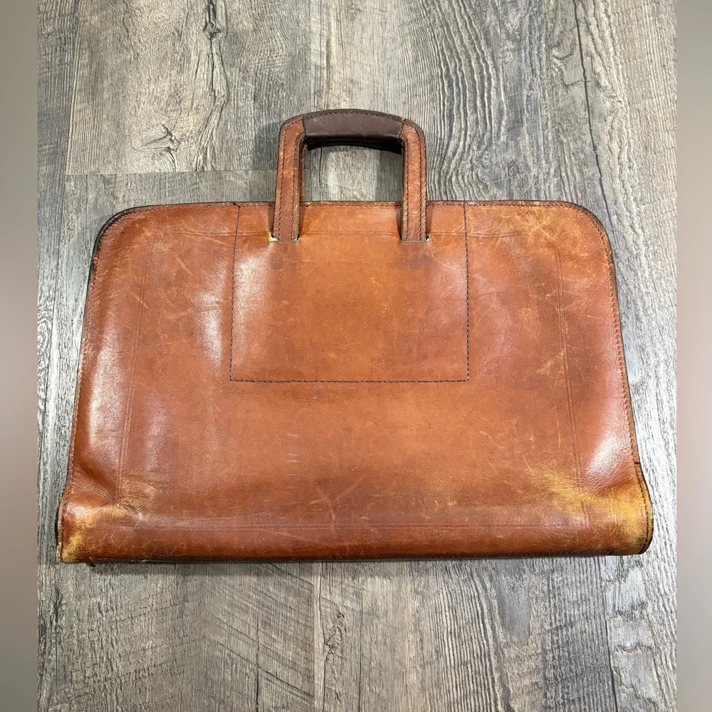 Vintage Schlesinger Brothers California Ranch Hide Leather Document Briefcase